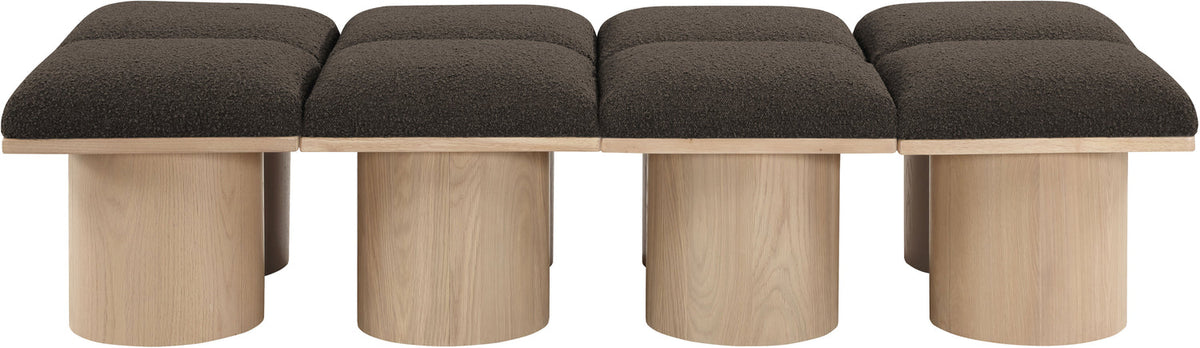 Pavilion Brown Boucle Fabric Upholstered 8 Piece Modular Bench
