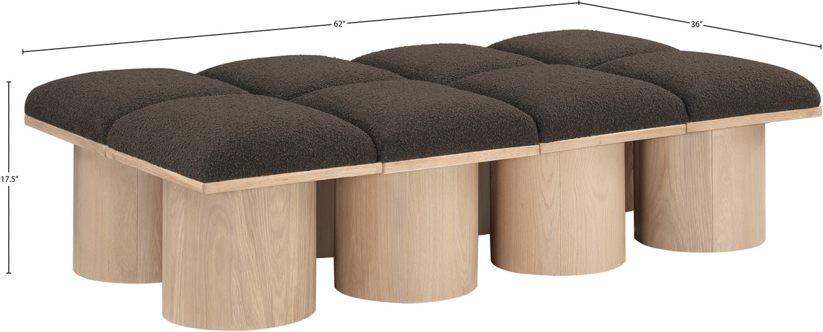 Pavilion Brown Boucle Fabric Upholstered 8 Piece Modular Bench