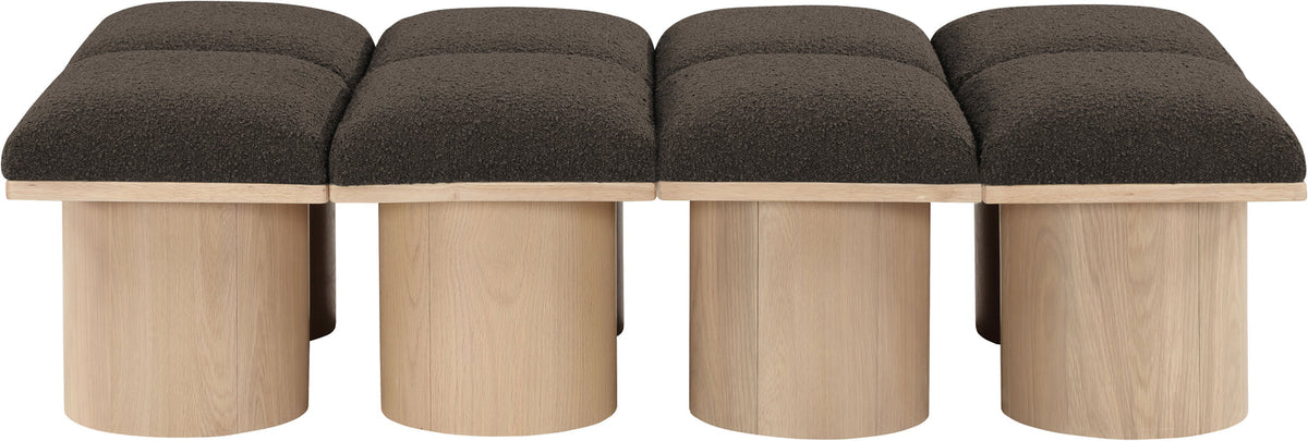 Pavilion Brown Boucle Fabric Upholstered 8 Piece Modular Bench