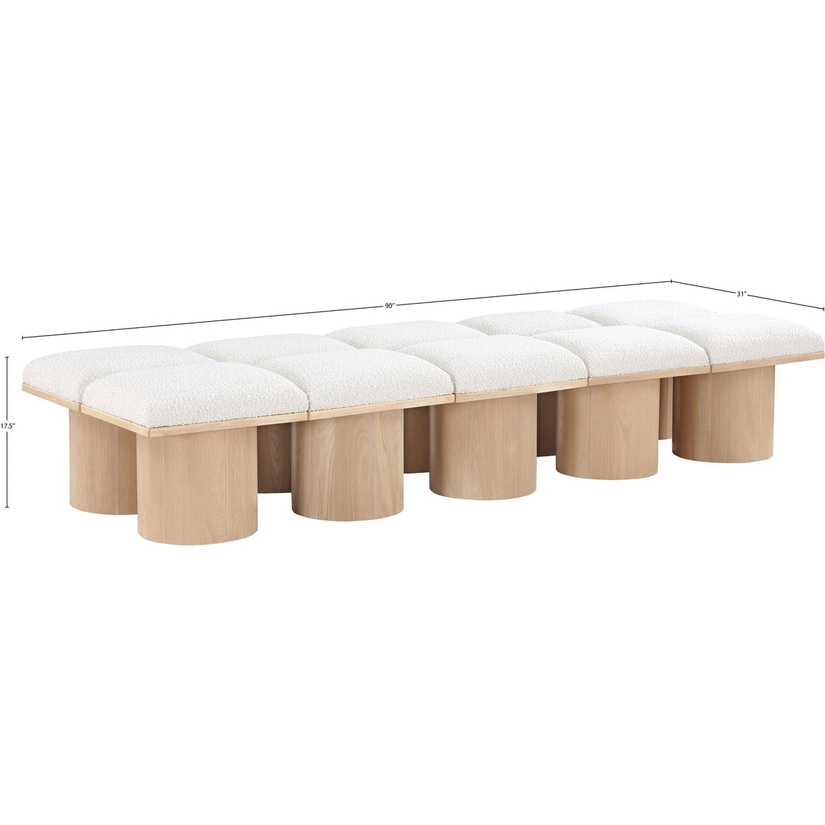 Pavilion Cream Boucle Fabric Upholstered 10 Piece Modular Bench