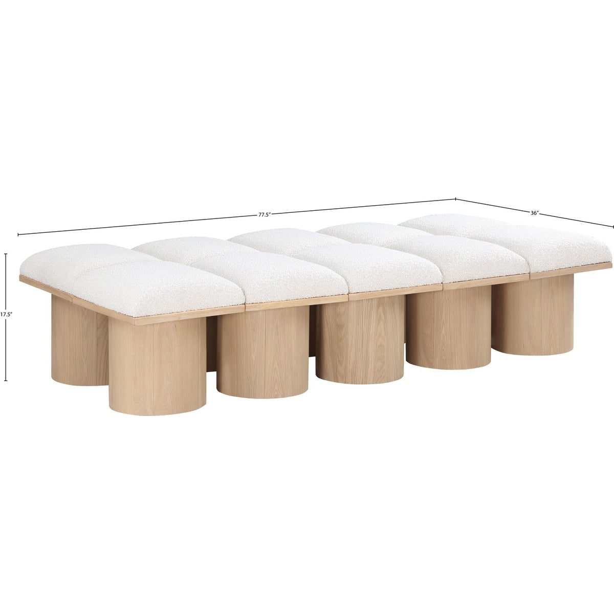 Pavilion Cream Boucle Fabric Upholstered 10 Piece Modular Bench