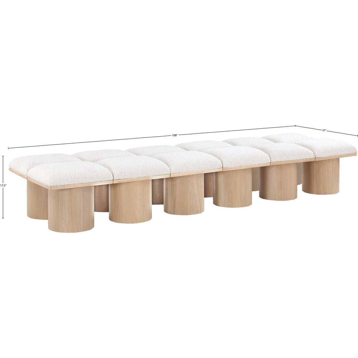 Pavilion Cream Boucle Fabric Upholstered 12 Piece Modular Bench