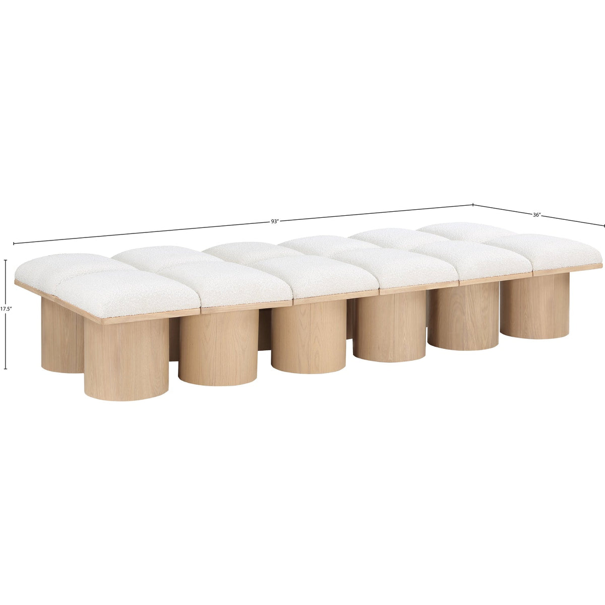 Pavilion Cream Boucle Fabric Upholstered 12 Piece Modular Bench