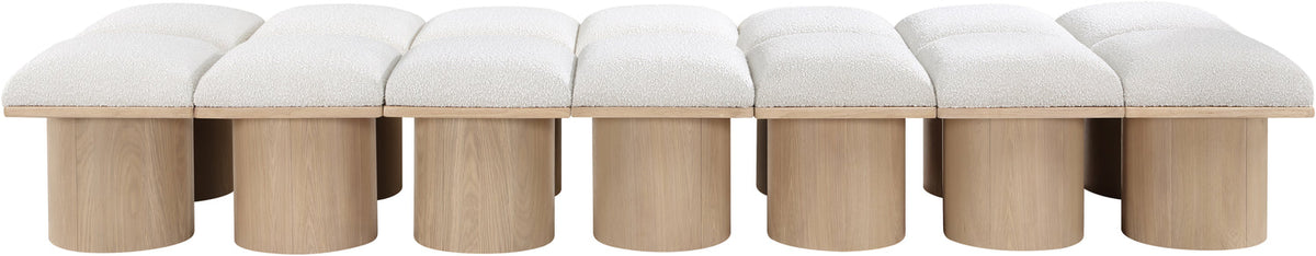 Pavilion Cream Boucle Fabric Upholstered 14 Piece Modular Bench