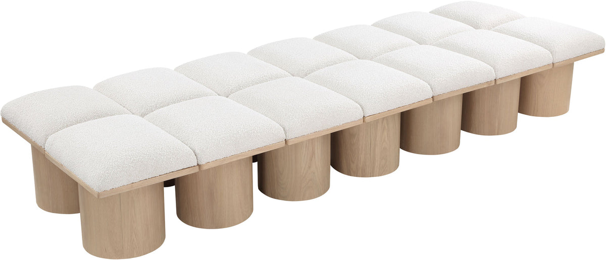 Pavilion Cream Boucle Fabric Upholstered 14 Piece Modular Bench