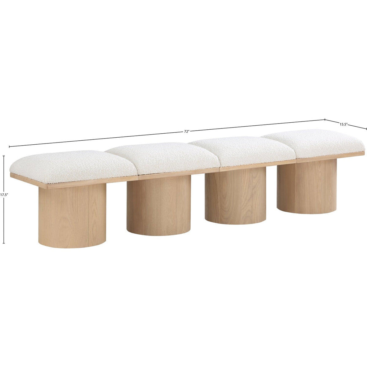 Pavilion Cream Boucle Fabric Upholstered 4 Piece Modular Bench