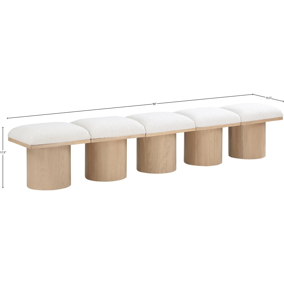 Pavilion Cream Boucle Fabric Upholstered 5 Piece Modular Bench