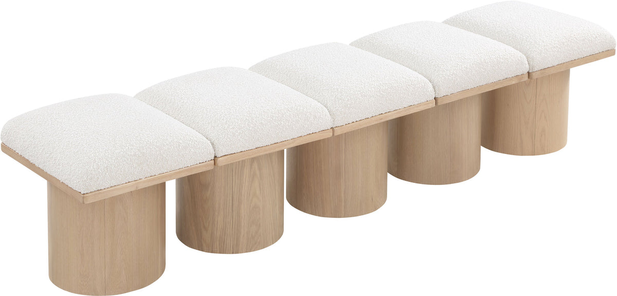 Pavilion Cream Boucle Fabric Upholstered 5 Piece Modular Bench