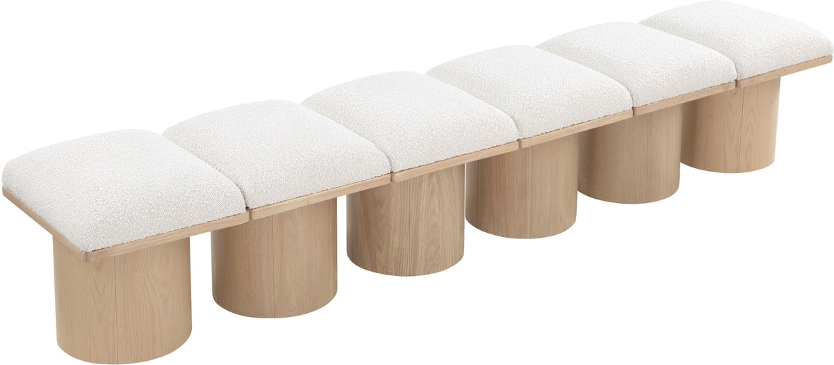 Pavilion Cream Boucle Fabric Upholstered 6 Piece Modular Bench