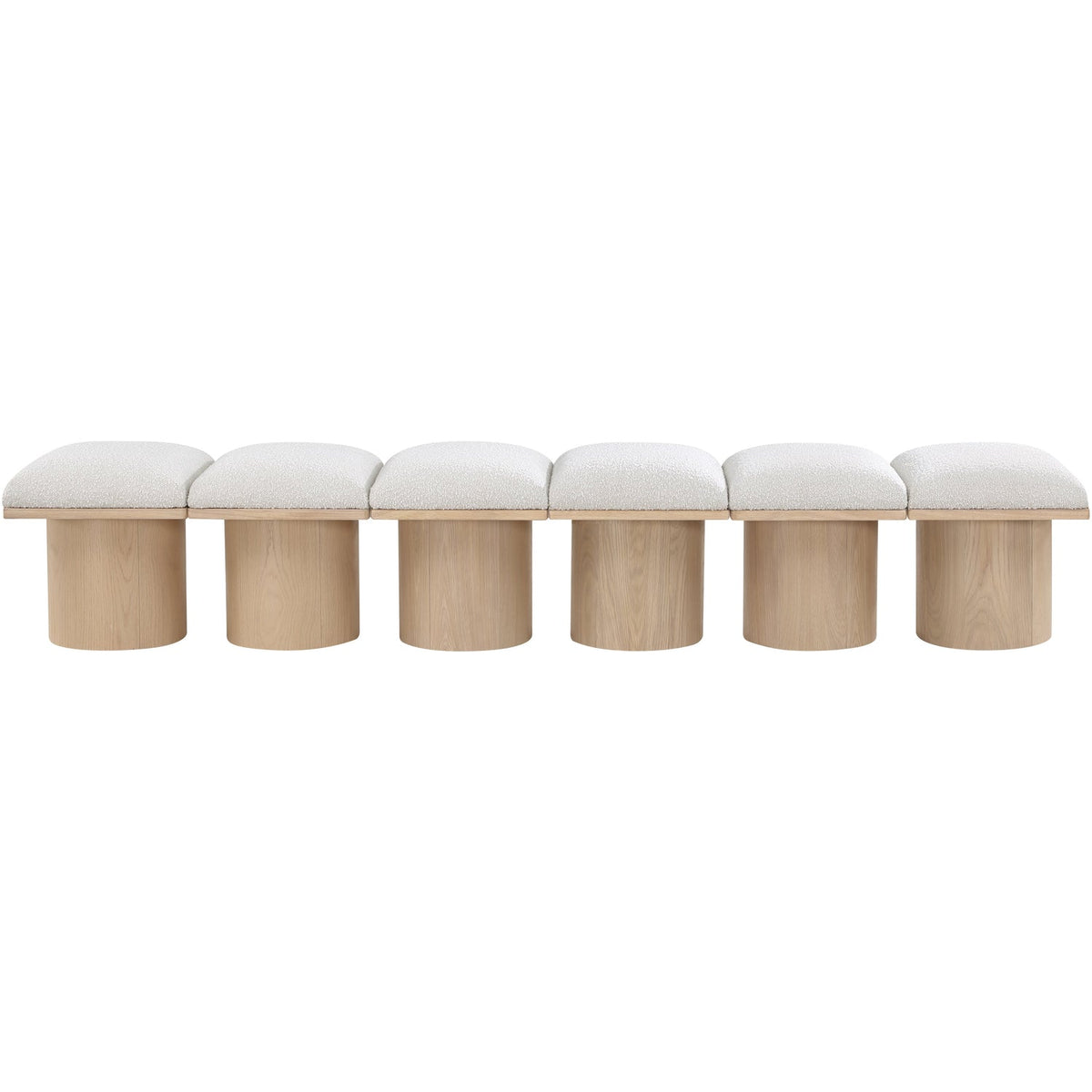 Pavilion Cream Boucle Fabric Upholstered 6 Piece Modular Bench