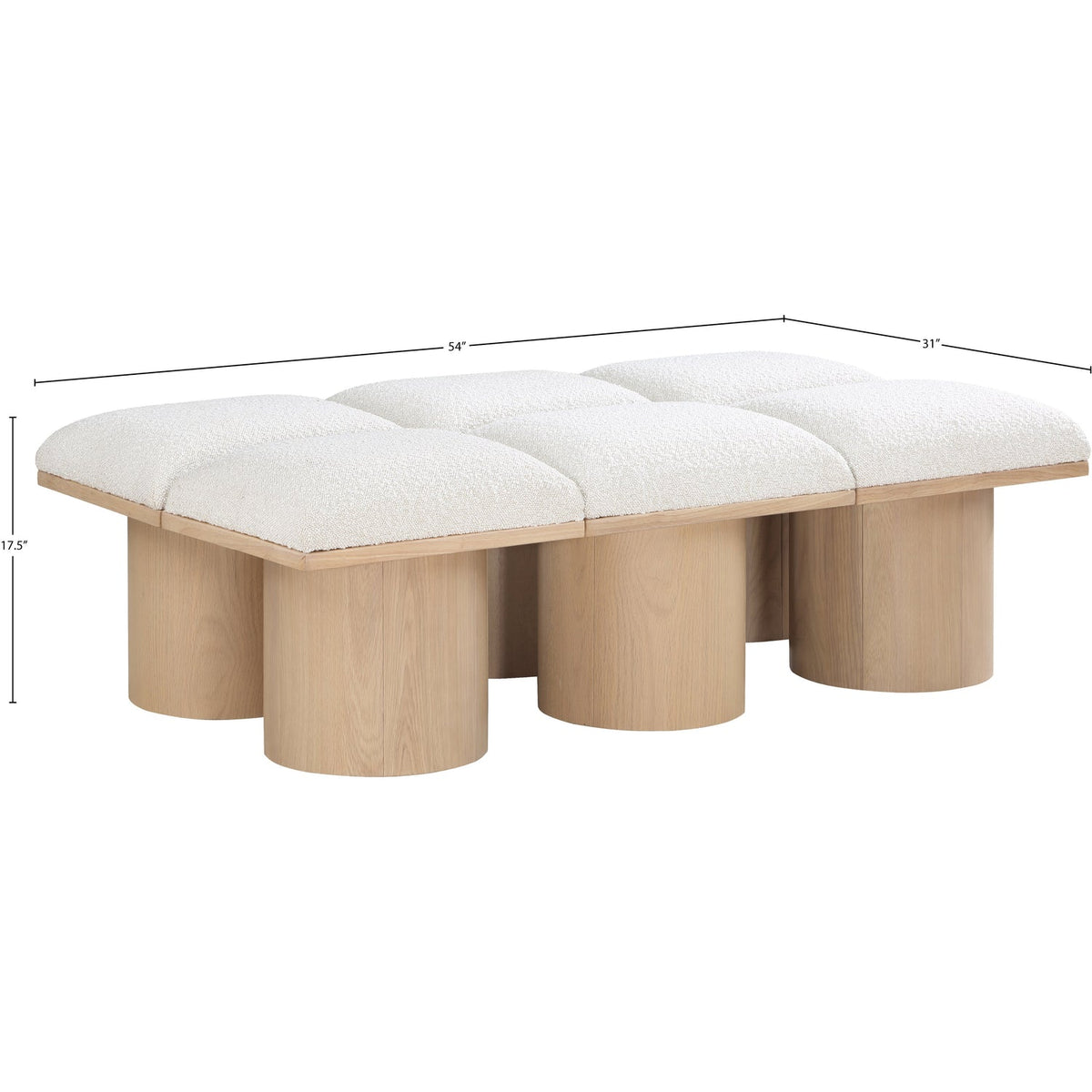 Pavilion Cream Boucle Fabric Upholstered 6 Piece Modular Bench