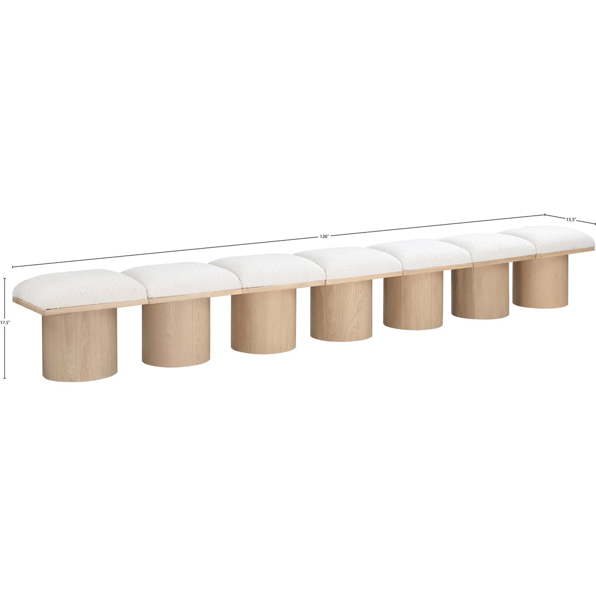 Pavilion Cream Boucle Fabric Upholstered 7 Piece Modular Bench