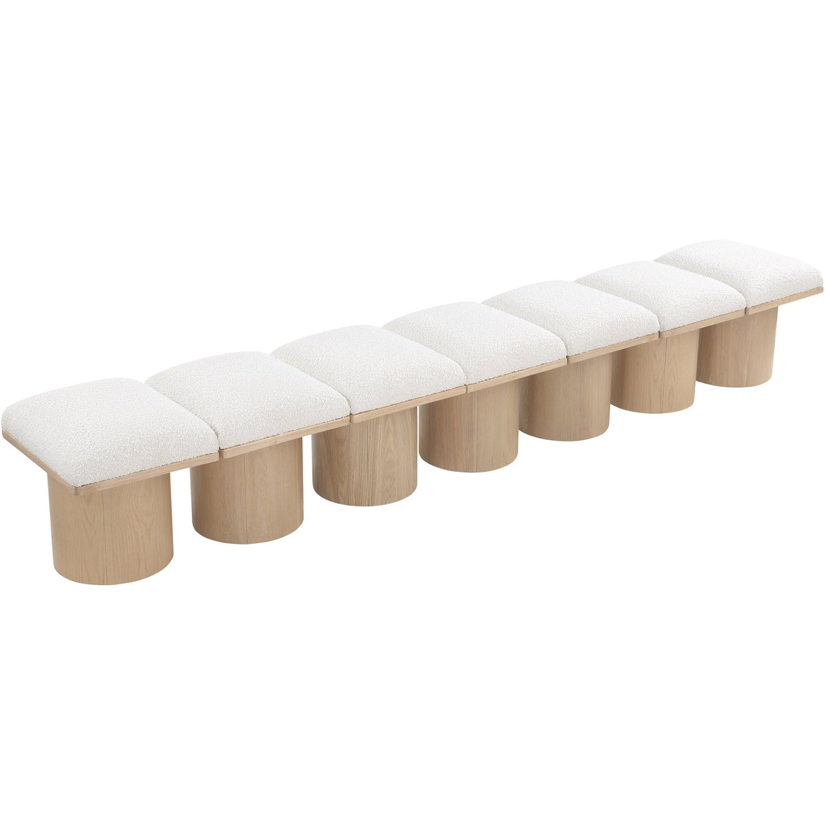 Pavilion Cream Boucle Fabric Upholstered 7 Piece Modular Bench