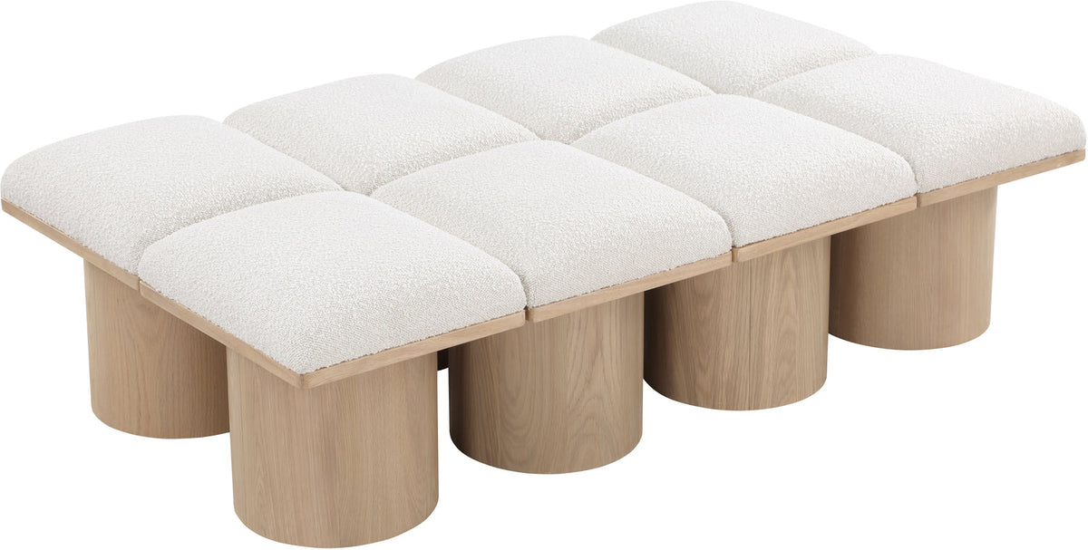 Pavilion Cream Boucle Fabric Upholstered 8 Piece Modular Bench