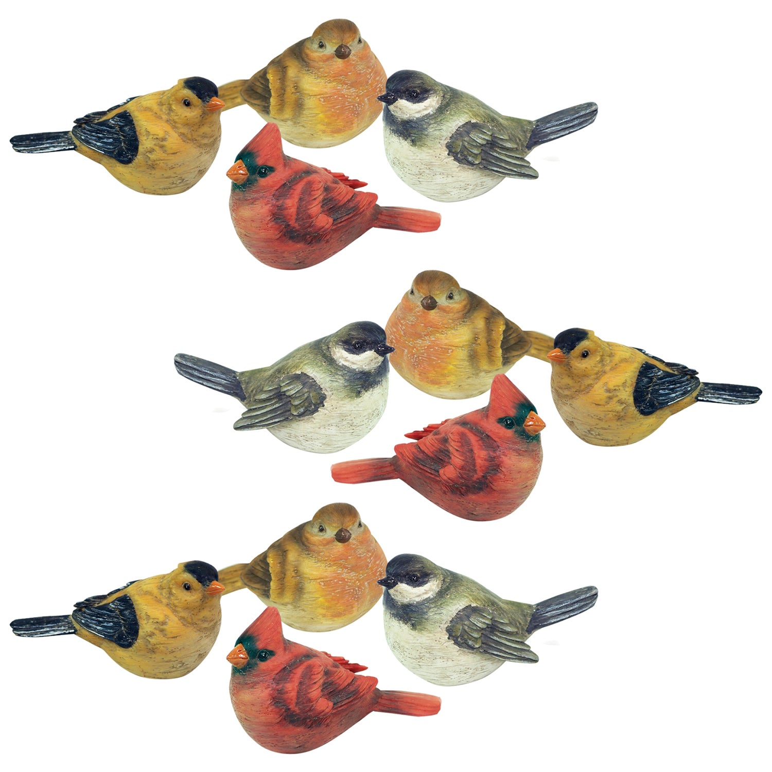 Realistic Painted Tabletop Bird Figurine Set of 12