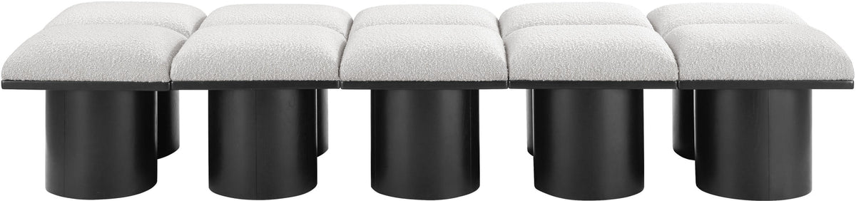 Pavilion Cream Boucle Fabric Upholstered 10 Piece Modular Bench