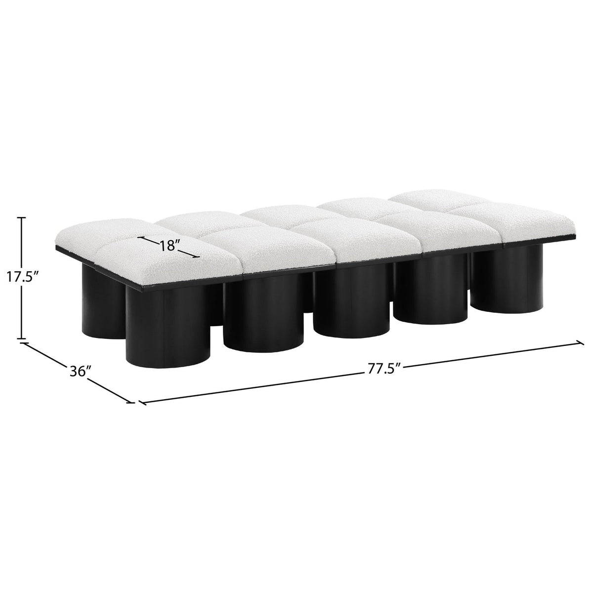 Pavilion Cream Boucle Fabric Upholstered 10 Piece Modular Bench