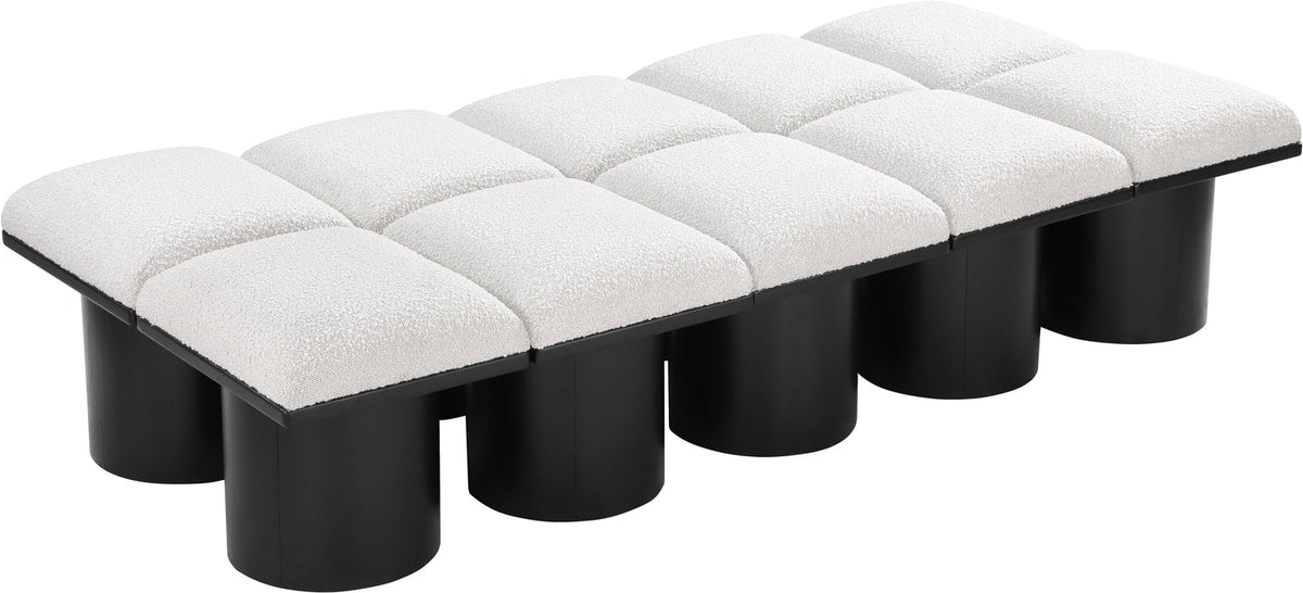 Pavilion Cream Boucle Fabric Upholstered 10 Piece Modular Bench