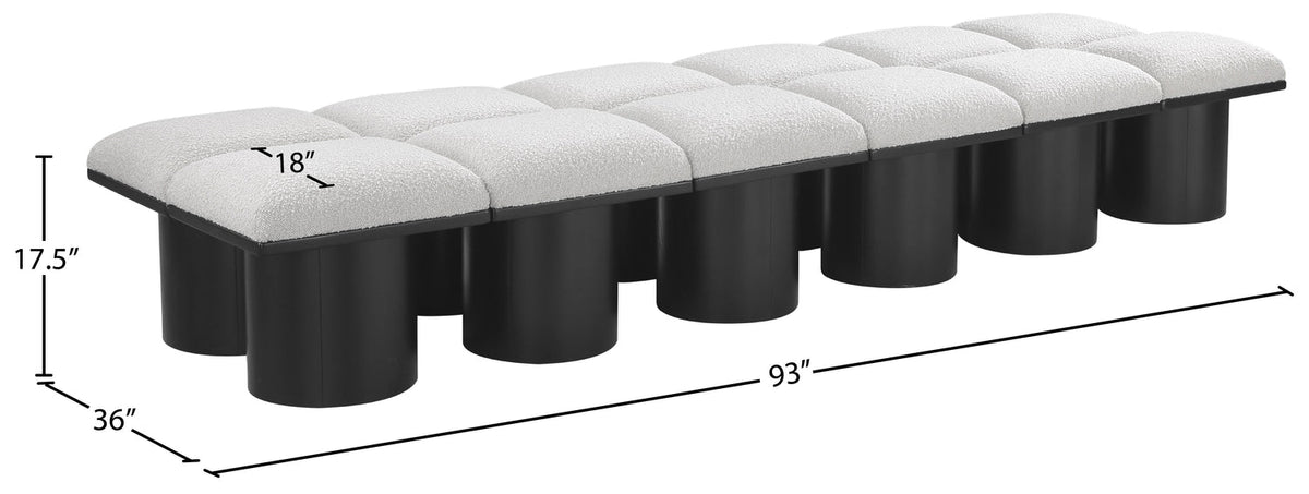 Pavilion Cream Boucle Fabric Upholstered 12 Piece Modular Bench
