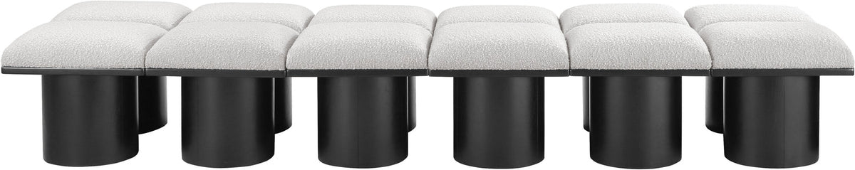 Pavilion Cream Boucle Fabric Upholstered 12 Piece Modular Bench