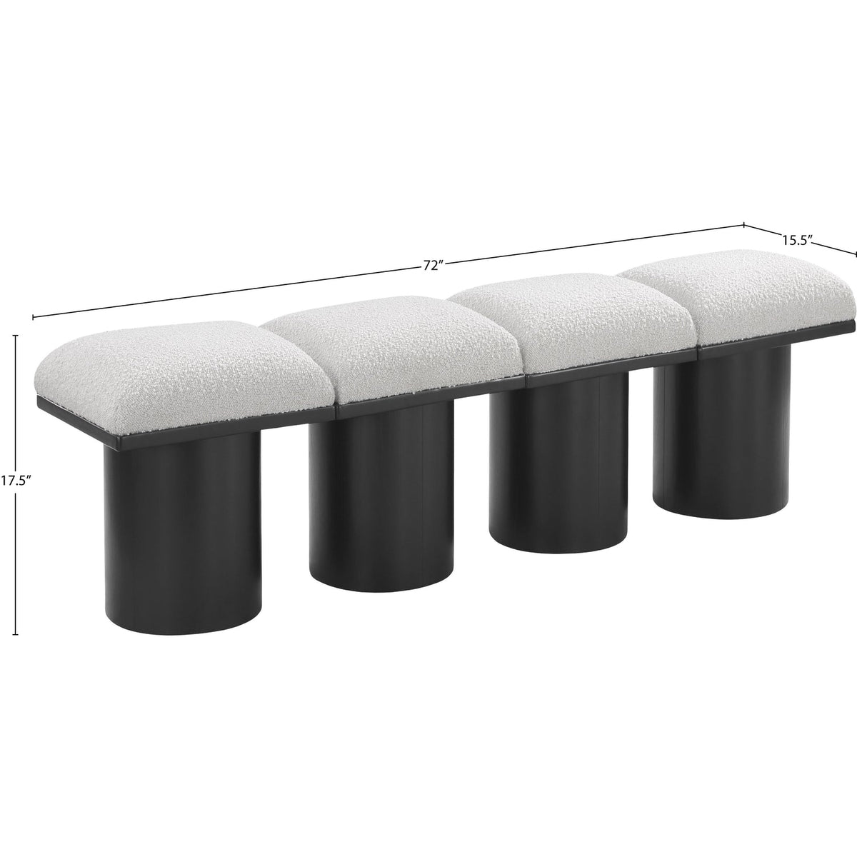 Pavilion Cream Boucle Fabric Upholstered 4 Piece Modular Bench