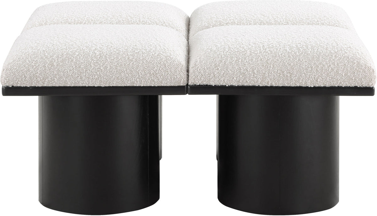 Pavilion Cream Boucle Fabric Upholstered 4 Piece Modular Bench