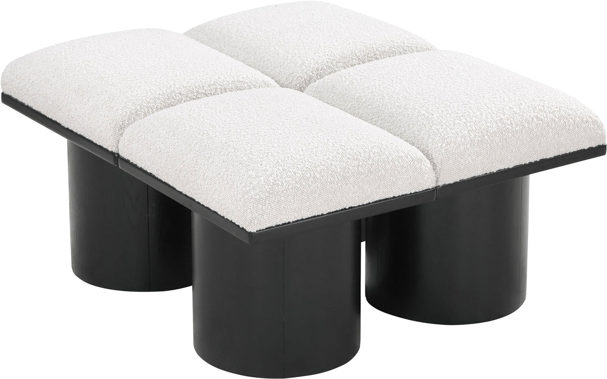 Pavilion Cream Boucle Fabric Upholstered 4 Piece Modular Bench
