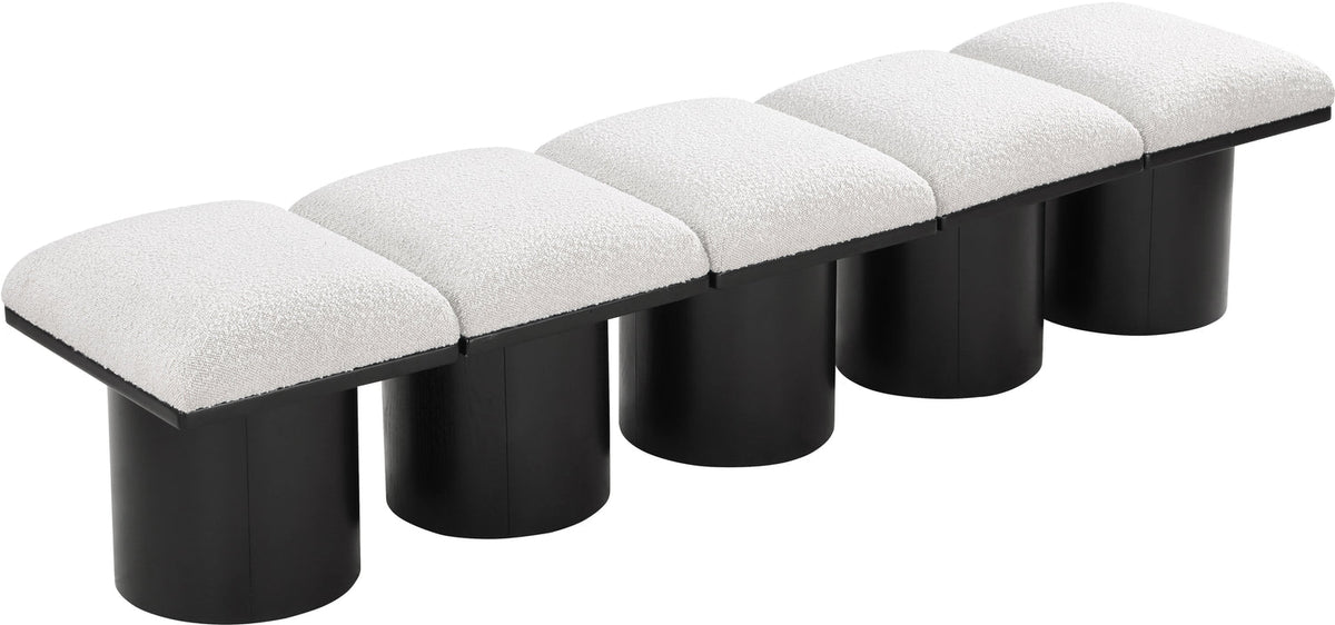 Pavilion Cream Boucle Fabric Upholstered 5 Piece Modular Bench