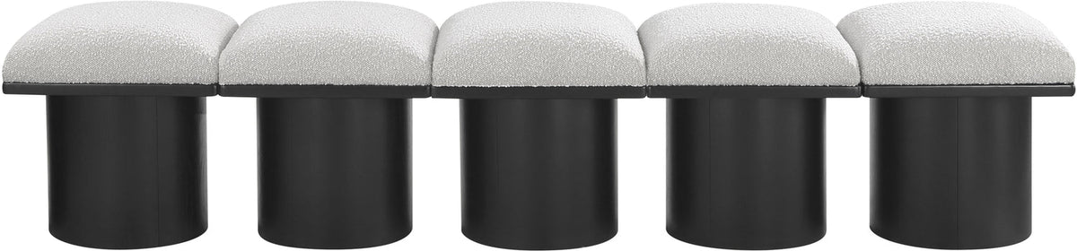 Pavilion Cream Boucle Fabric Upholstered 5 Piece Modular Bench