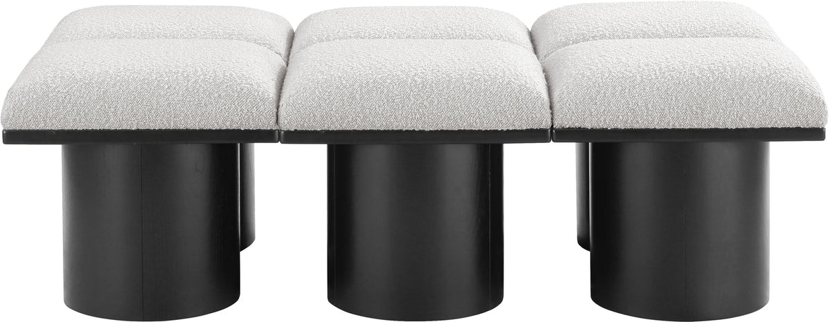 Pavilion Cream Boucle Fabric Upholstered 6 Piece Modular Bench