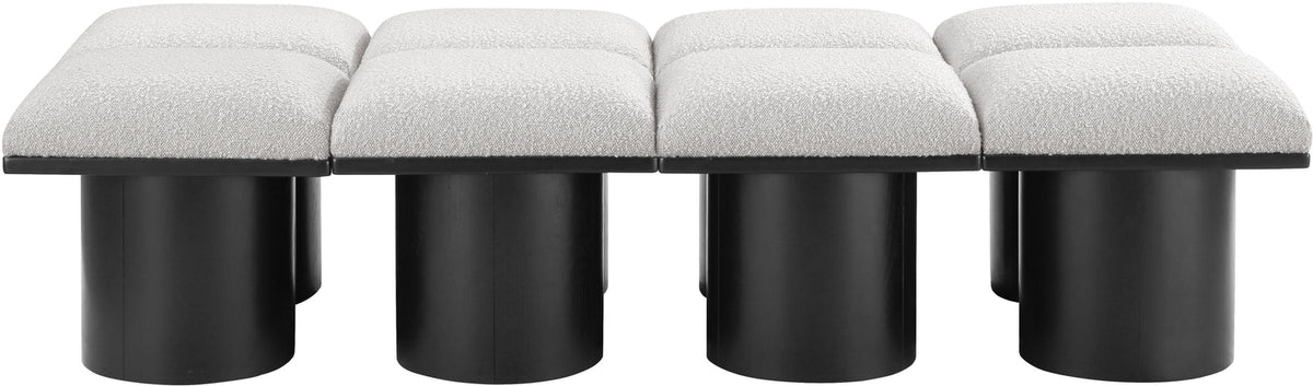 Pavilion Cream Boucle Fabric Upholstered 8 Piece Modular Bench