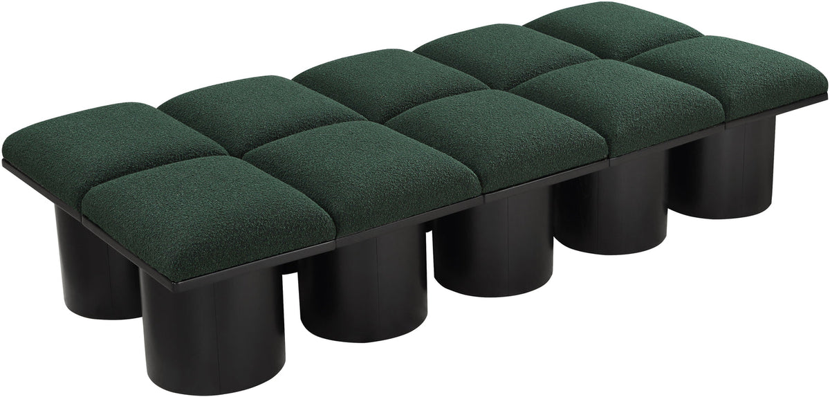 Pavilion Green Boucle Fabric Upholstered 10 Piece Modular Bench