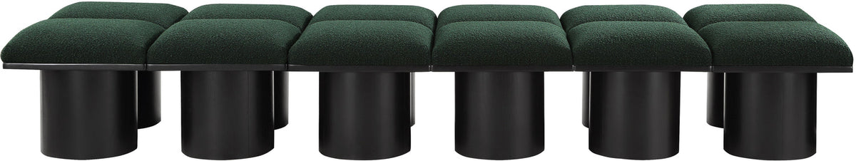 Pavilion Green Boucle Fabric Upholstered 12 Piece Modular Bench