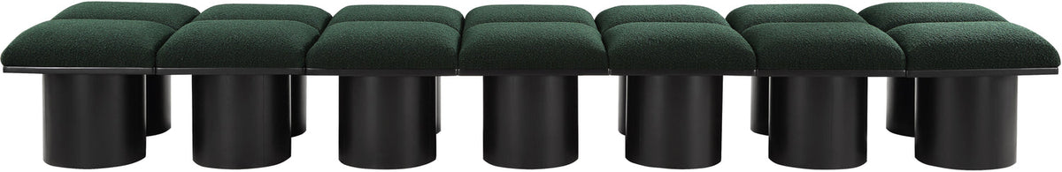 Pavilion Green Boucle Fabric Upholstered 14 Piece Modular Bench