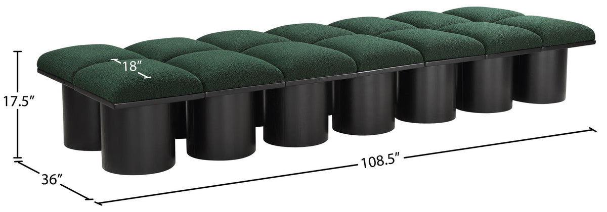 Pavilion Green Boucle Fabric Upholstered 14 Piece Modular Bench