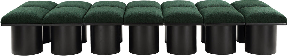 Pavilion Green Boucle Fabric Upholstered 14 Piece Modular Bench