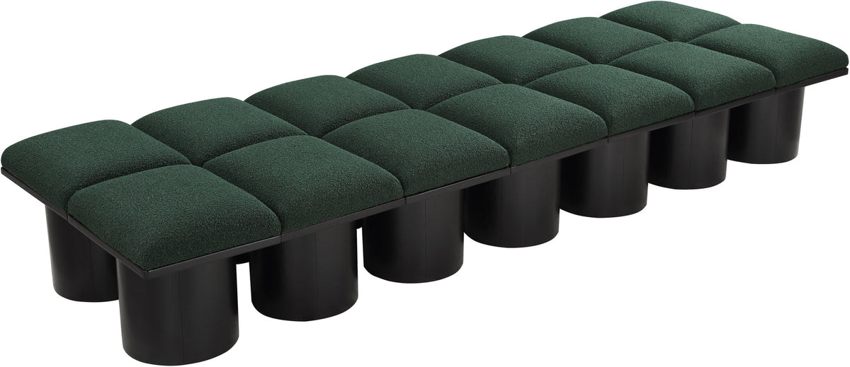 Pavilion Green Boucle Fabric Upholstered 14 Piece Modular Bench