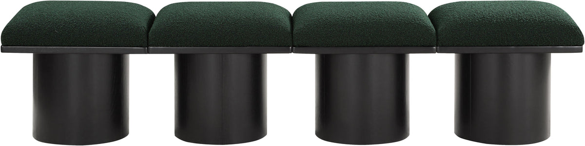 Pavilion Green Boucle Fabric Upholstered 4 Piece Modular Bench