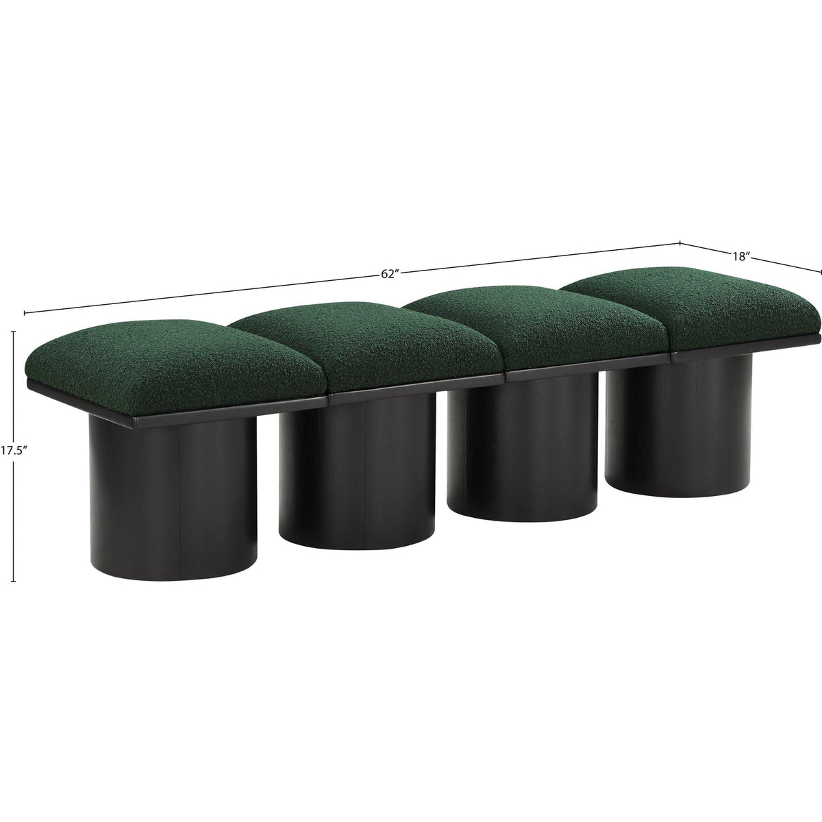 Pavilion Green Boucle Fabric Upholstered 4 Piece Modular Bench