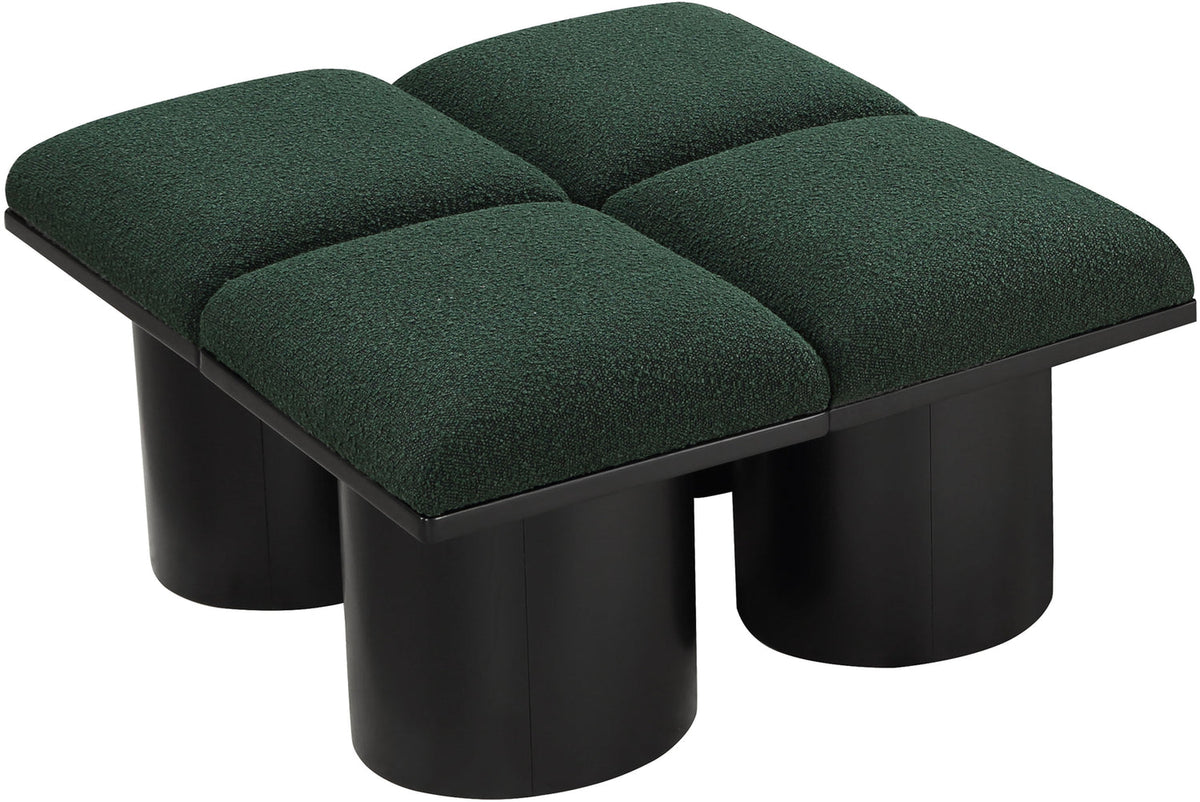 Pavilion Green Boucle Fabric Upholstered 4 Piece Modular Bench