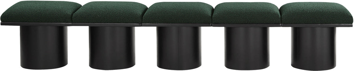 Pavilion Green Boucle Fabric Upholstered 5 Piece Modular Bench