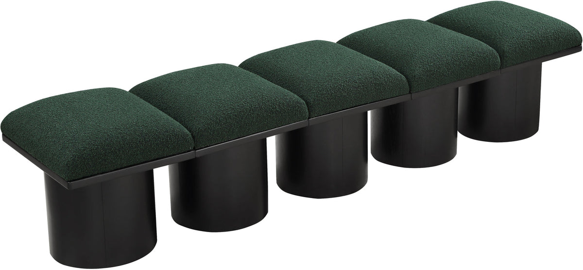 Pavilion Green Boucle Fabric Upholstered 5 Piece Modular Bench