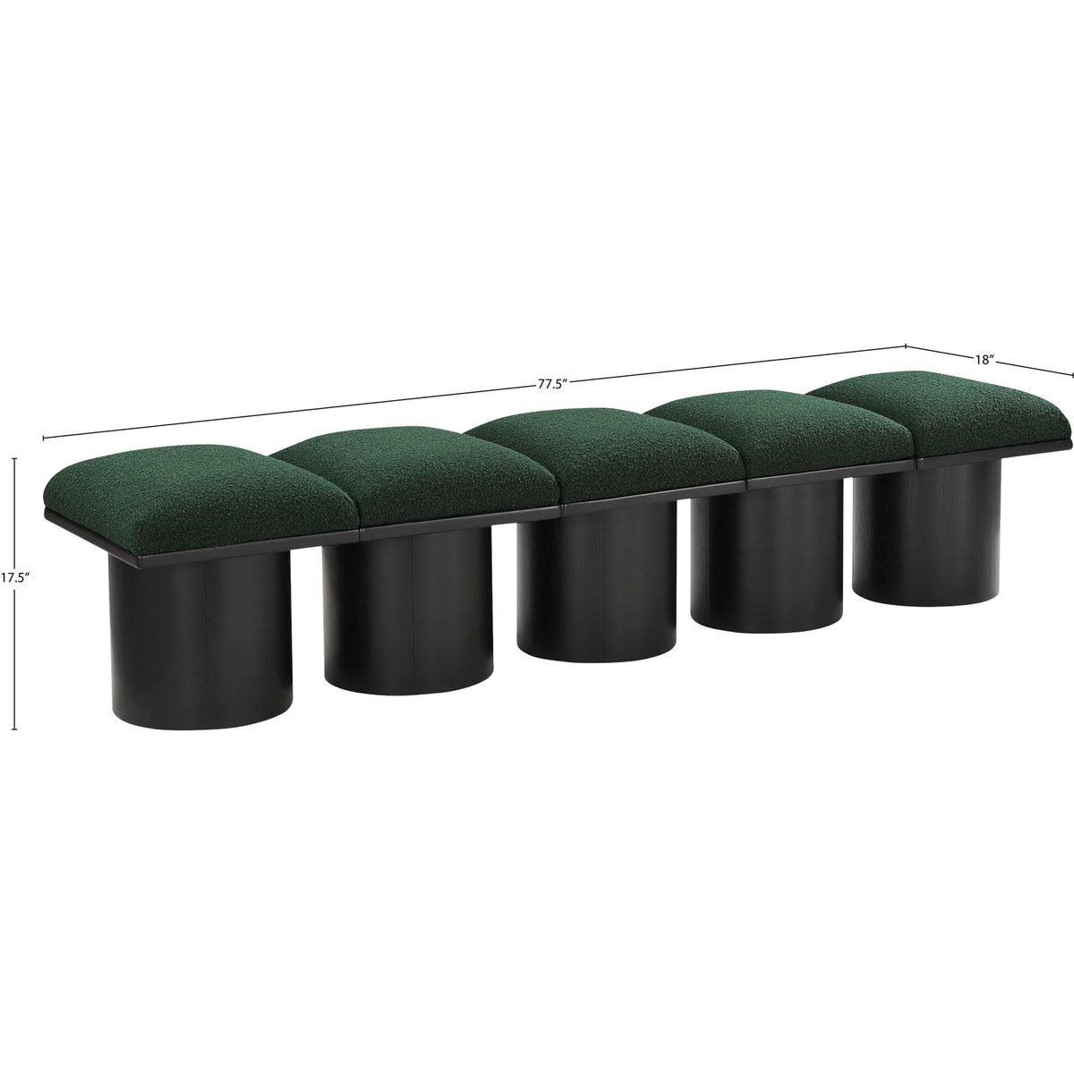 Pavilion Green Boucle Fabric Upholstered 5 Piece Modular Bench