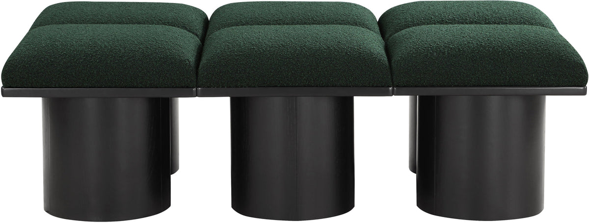 Pavilion Green Boucle Fabric Upholstered 6 Piece Modular Bench