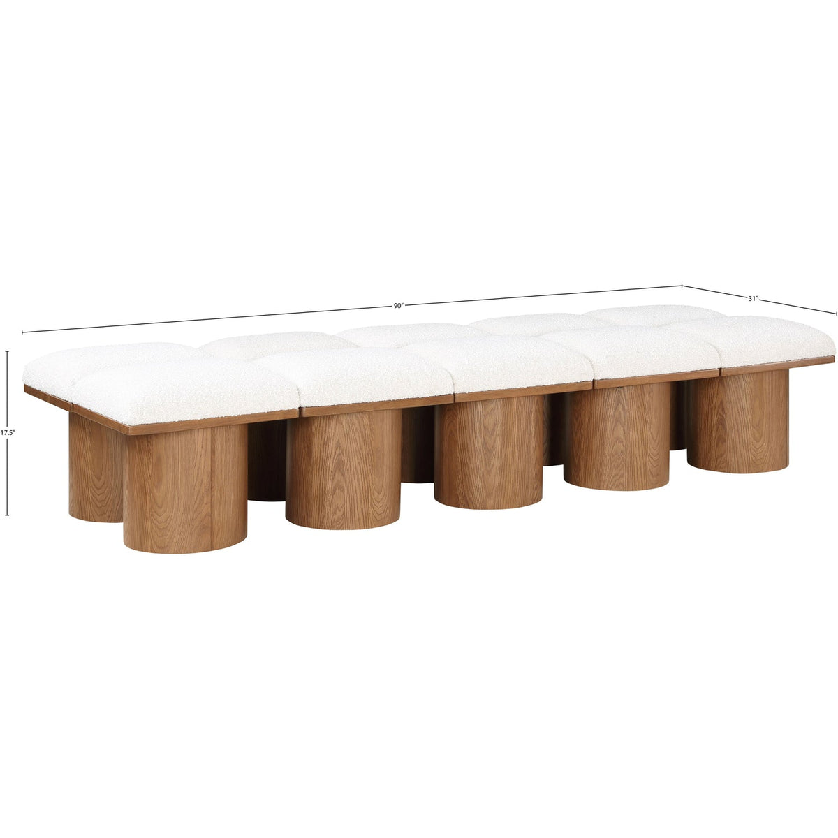 Pavilion Cream Boucle Fabric Upholstered 10 Piece Modular Bench
