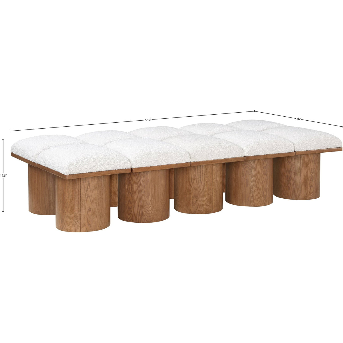 Pavilion Cream Boucle Fabric Upholstered 10 Piece Modular Bench