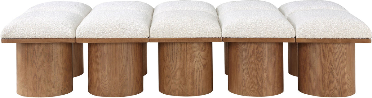 Pavilion Cream Boucle Fabric Upholstered 10 Piece Modular Bench