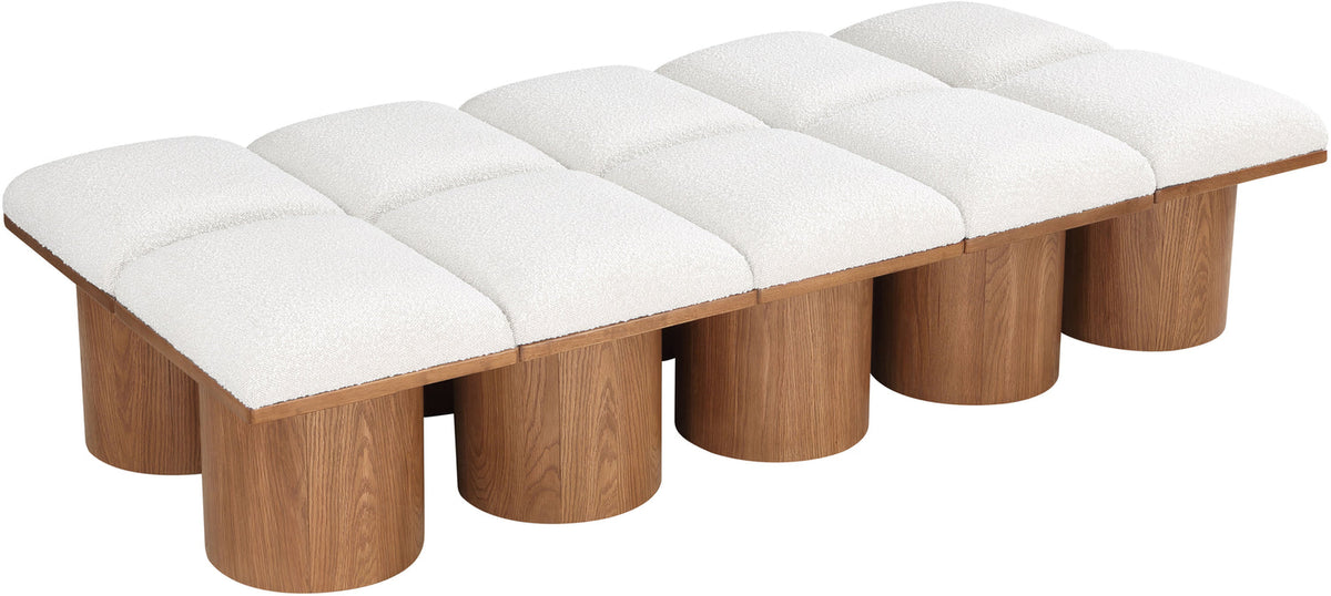 Pavilion Cream Boucle Fabric Upholstered 10 Piece Modular Bench