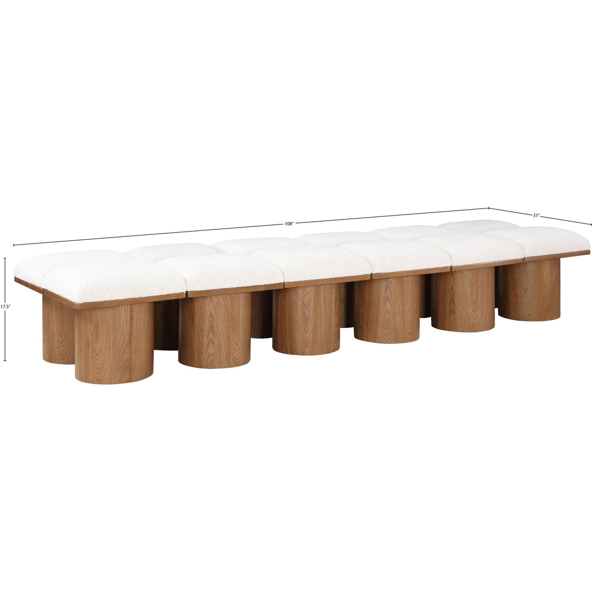 Pavilion Cream Boucle Fabric Upholstered 12 Piece Modular Bench