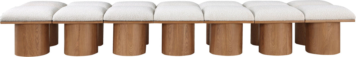 Pavilion Cream Boucle Fabric Upholstered 14 Piece Modular Bench